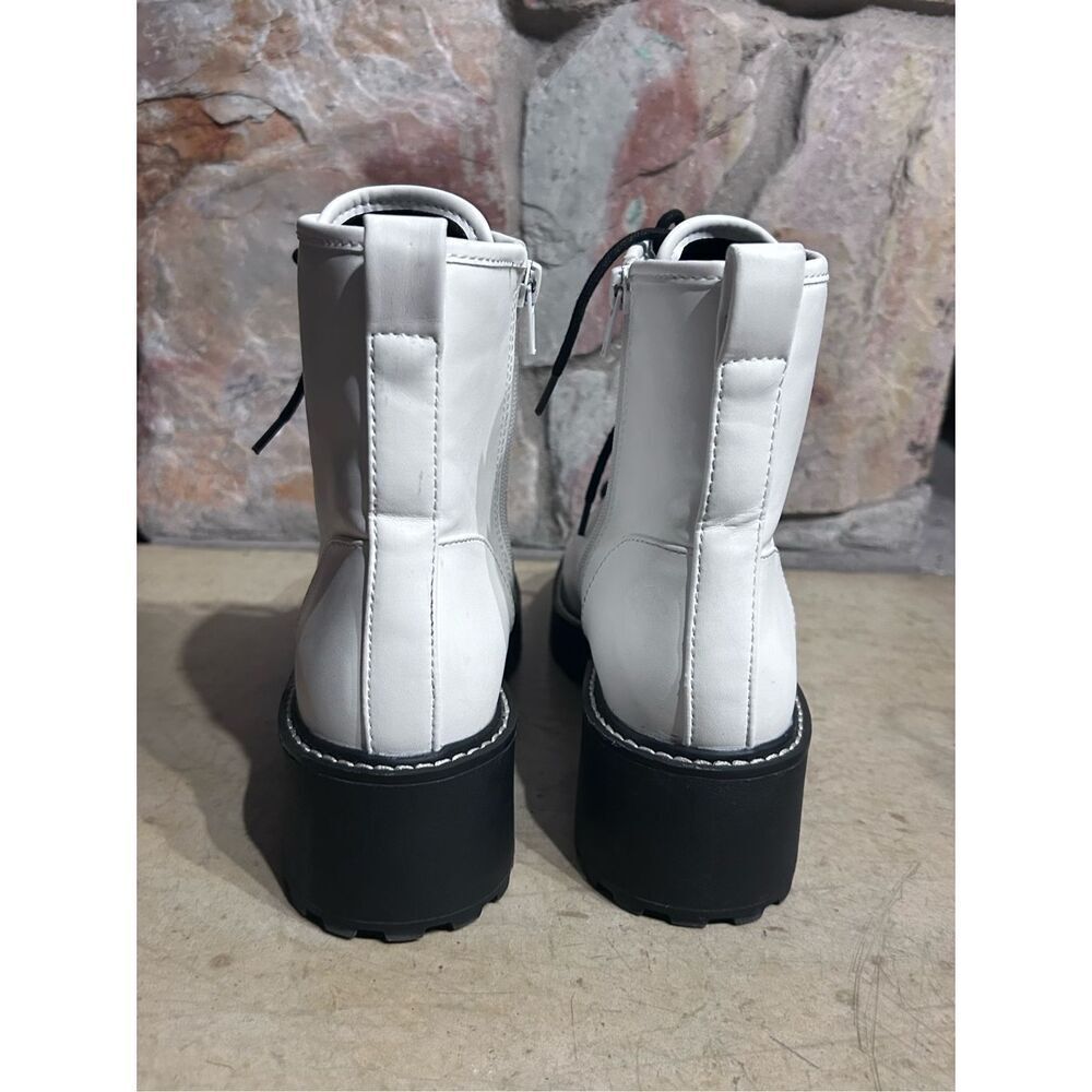 Madden Girl Combat Boots Carra Lug Sole Lace Up & Zip Round Toe Block Heel Sz 9M - Picture 3 of 12